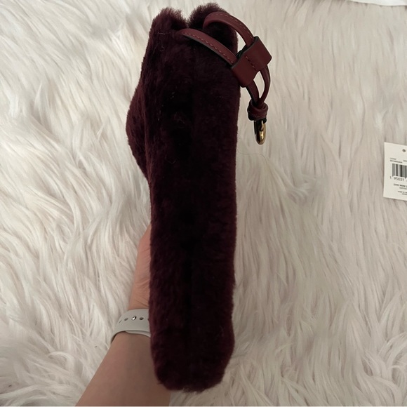 Coach Drawstring Shearling Pouch in Burgundy/Sangria - Picture 13 of 16